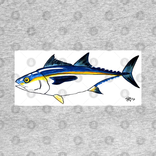 BlackFin Tuna Deep Sea Fishing Fish Deep Sea Sportsman Fisherman Man Cave by JackieCarpenterArt